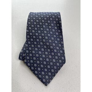 Enzo Bella Blue/Purple Geometric Pattern 100% Silk Designer Italian Long Tie